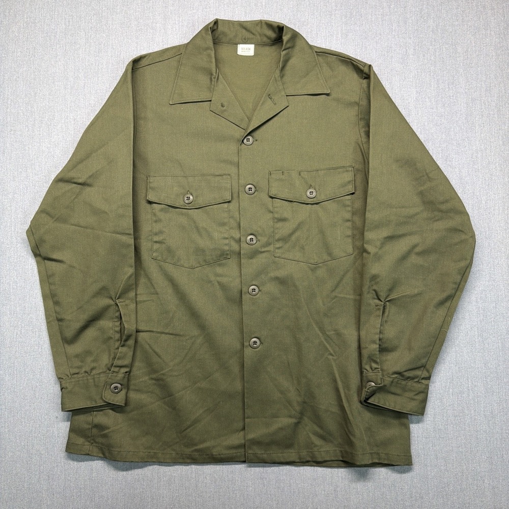 USGI Utility Military Shirt OG 507 Size 16.5 X 34 Poly Blend Dura Vintage 1987